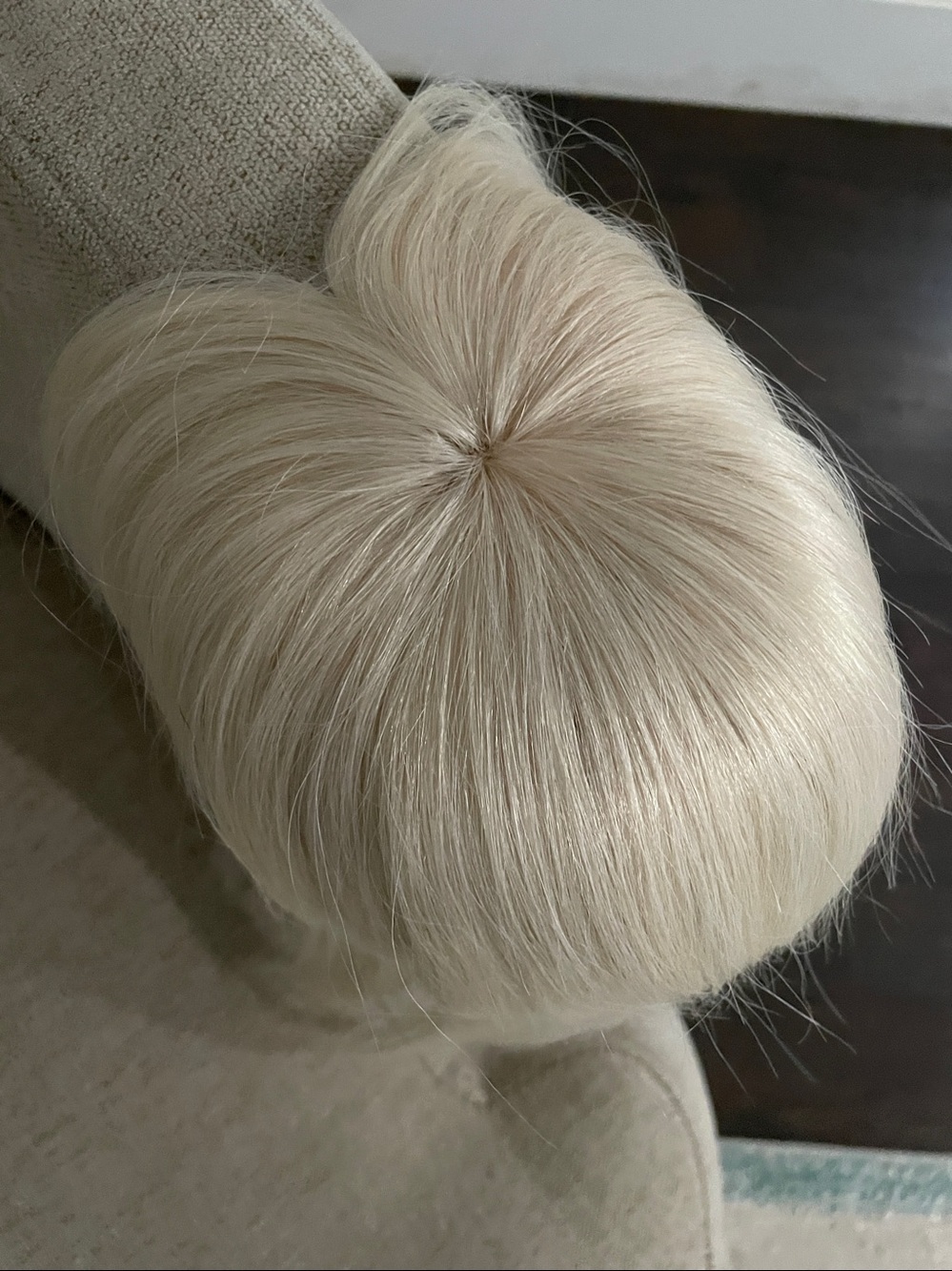 NWT 11-12”100% human REMY hair #60#613 vanilla blonde cream topper HANDTIED SILK - Picture 8 of 12